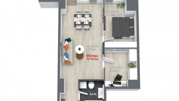 Schita 3D Apartament 3 camere standard