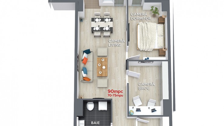 Plan apartament 3 camere premium Valcea
